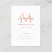 Elegante Monogram Naam Blush Roze Wit Visitekaartje (Achterkant)