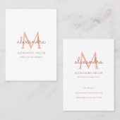 Elegante Monogram Naam Blush Roze Wit Visitekaartje (Voorkant / Achterkant)