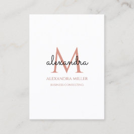 Elegante Monogram Naam Blush Roze Wit Zwart Visitekaartje