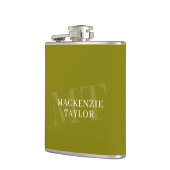 Elegante Monogram Naam Gepersonaliseerde Tekst Heupfles (Links)
