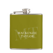 Elegante Monogram Naam Gepersonaliseerde Tekst Heupfles (Voorkant)