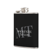 Elegante Monogram Naam Gepersonaliseerde Tekst Heupfles (Links)