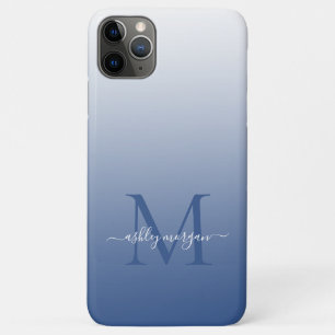 Elegante monogram naam in script klassiek blauw om Case-Mate iPhone case