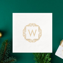 Elegante Monogram Naam Initiaal Art Deco Lijst Folie Servetten