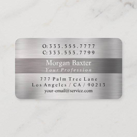 Elegante Monogram Naam, LT & DK Geborsteld Zilver Visitekaartje (Achterkant)