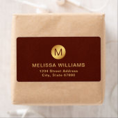 Elegante Monogram Naam Rood Textuur & Goud Verzend Etiket (Insitu)