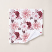 Elegante Monogram Naam Roze Bourgogne Bloemen Stre Bad Handdoek (Wasdoekje)