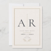 Elegante monogram naam script bruiloft save the date (Voorkant)