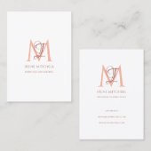 Elegante Monogram Naam Wit Rose Goud Visitekaartje (Voorkant / Achterkant)