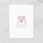 Elegante Monogram Naam Wit Rose Goud Visitekaartje (Voorkant)