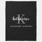 Elegante Monogram Naam Zwart Wit Fleece Deken (Voorkant)