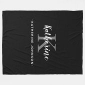 Elegante Monogram Naam Zwart Wit Fleece Deken (Voorkant (Horizontaal))