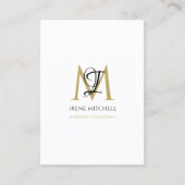 Elegante Monogram Naam Zwart Wit Goud Visitekaartje (Voorkant)