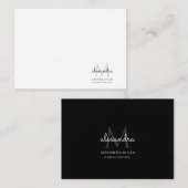 Elegante Monogram Naam Zwart-Wit Notitiekaartje (Voorkant / Achterkant)