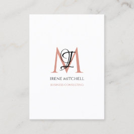 Elegante Monogram Naam Zwart Wit Roos Goud Visitekaartje