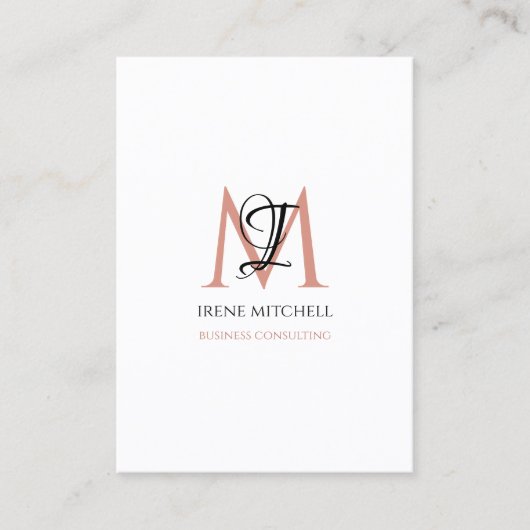 Elegante Monogram Naam Zwart Wit Roos Goud Visitekaartje (Voorkant)