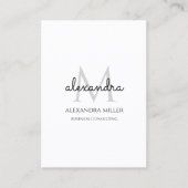 Elegante Monogram Naam Zwart-Wit Visitekaartje (Voorkant)