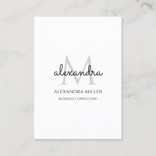 Elegante Monogram Naam Zwart-Wit Visitekaartje (Voorkant)