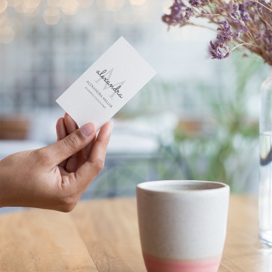 Elegante Monogram Naam Zwart-Wit Visitekaartje