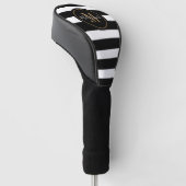 Elegante Monogram Naam Zwart-witte Strepen Golfheadcover (Schuin)