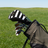Elegante Monogram Naam Zwart-witte Strepen Golfheadcover (Insitu)