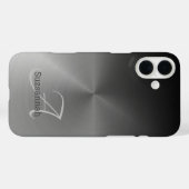 Elegante Monogram Naam Zwarte Ombre Nep Metaal Case-Mate iPhone Case (Achterkant (horizontaal))