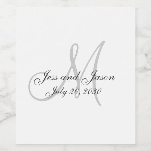 Elegante Monogram namen Dank u bruiloft Wijn Etiket (Enkel label)