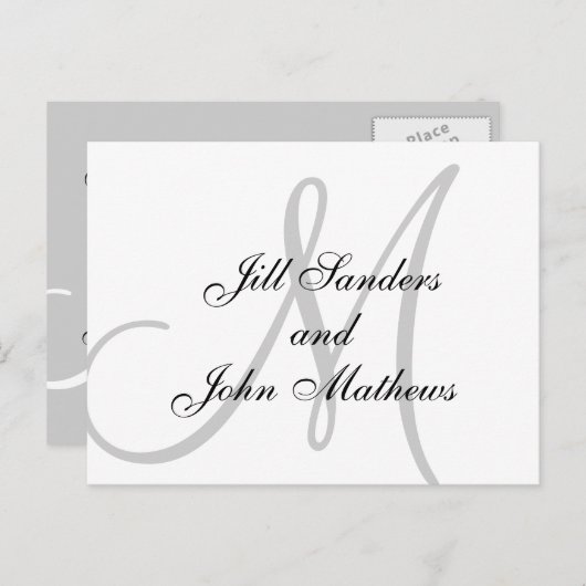 Elegante Monogram Namen Sla de Datum Aankondiging (Voorkant / Achterkant)