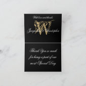 Elegante Monogram Namen Zwart Gouden Trouw Geslote Bedankkaart (Binnen)