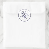 Elegante Monogram Navy en Witte Bruiloft Sticker (Tas)