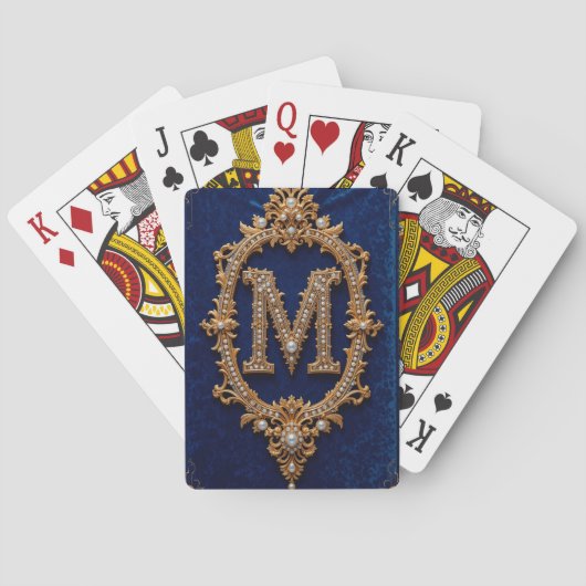 Elegante Monogram Ontwerpen Pokerkaarten (Achterkant)