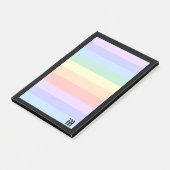 Elegante monogram op pastel regenboog & zwarte lij post-it® notes (Schuin)