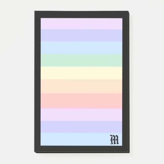 Elegante monogram op pastel regenboog & zwarte lij post-it® notes (Voorkant)