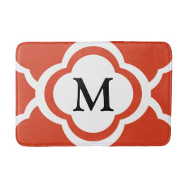 Elegante Monogram Oranje Quatrefoil Patroon Badmat