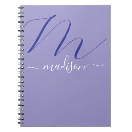 Elegante Monogram Paarse Script Kantoor School Notitieboek