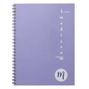 Elegante Monogram Paarse Script Kantoor School Notitieboek