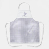 Elegante Monogram Pastellavendel Gingham controles Schort (Voorkant)