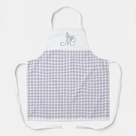 Elegante Monogram Pastellavendel Gingham controles Schort