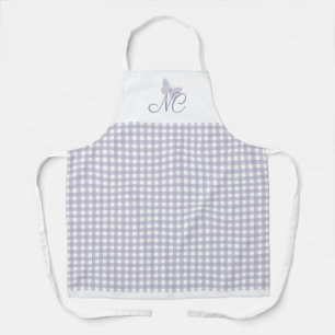 Elegante Monogram Pastellavendel Gingham controles Schort