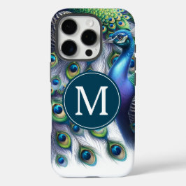 Elegante monogram pauw iPhone 16 pro hoesje