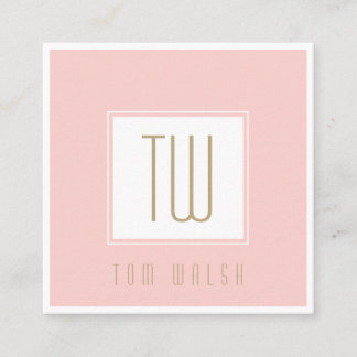 Elegante Monogram Pink Gouden Kaart Vierkante Visitekaartje