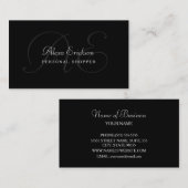 Elegante Monogram Plain Zwart en Wit Naam Visitekaartje (Voorkant / Achterkant)