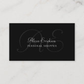 Elegante Monogram Plain Zwart en Wit Naam Visitekaartje (Voorkant)