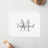 Elegante Monogram Platte Nota Kaart Notitiekaartje (Voorkant / Achterkant in situ)