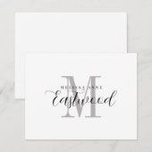 Elegante Monogram Platte Nota Kaart Notitiekaartje (Voorkant / Achterkant)