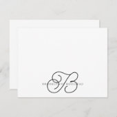 Elegante Monogram Platte Nota Kaart Notitiekaartje (Voorkant / Achterkant)