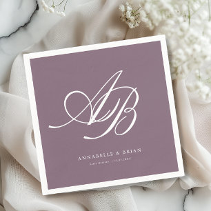 Elegante Monogram Plum Huwelijk Servet