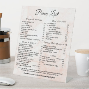 Elegante Monogram prijslijst tafelblad borden Reclamebord Met Voetstuk