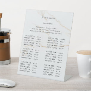 Elegante Monogram prijslijst tafelblad borden Reclamebord Met Voetstuk