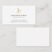 Elegante Monogram Professioneel Goud Witte Sjabloo Visitekaartje (Voorkant / Achterkant)